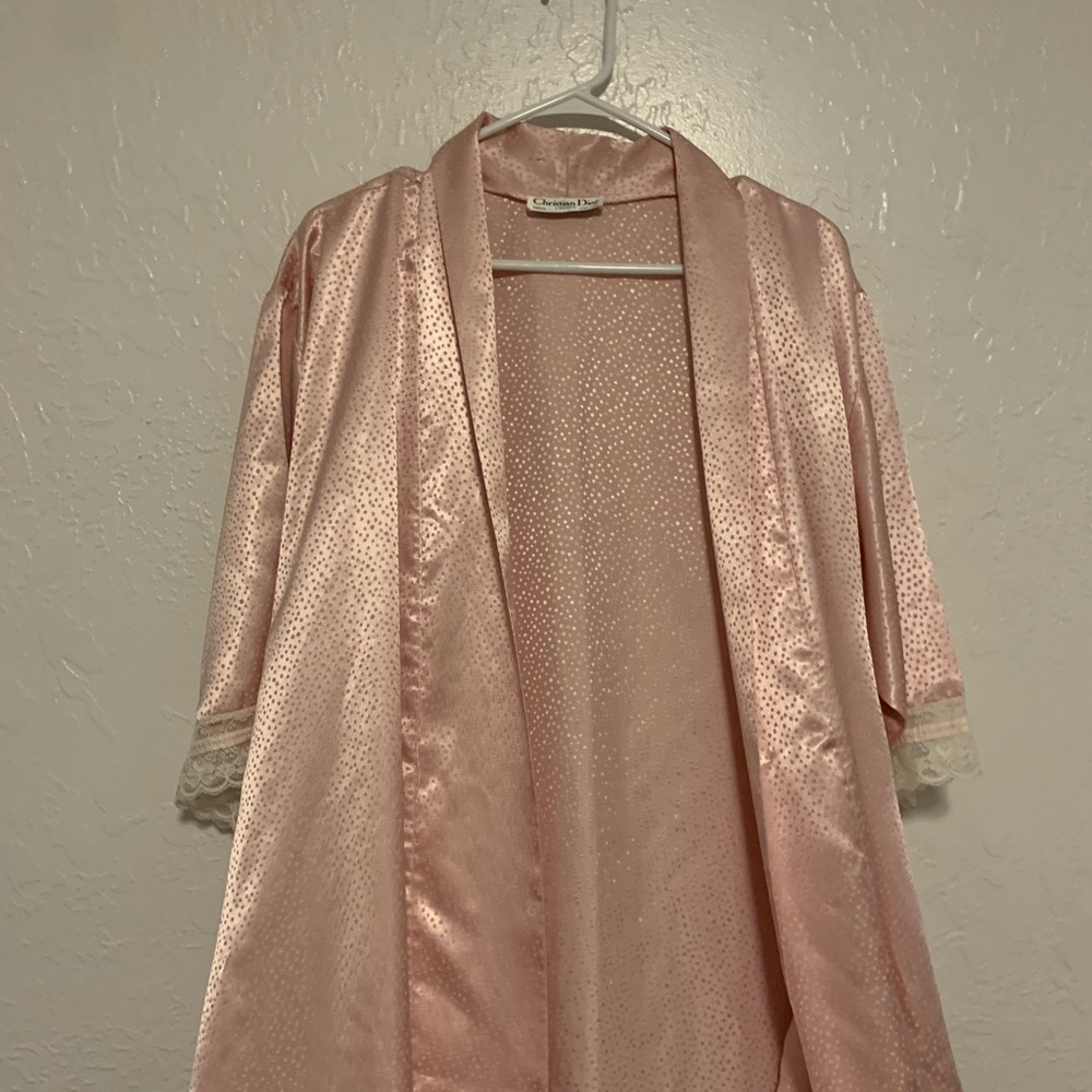 Christian Dior robe, medium pink color with lace. No robe tie.